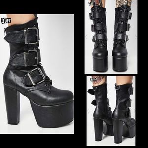 Demonia Elvira Black Buckle Current Mood Boots🖤